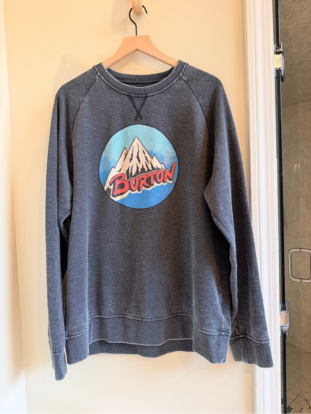Burton x durable goods Charcoal Crewneck with Blue Mountain Logo mens size XL
